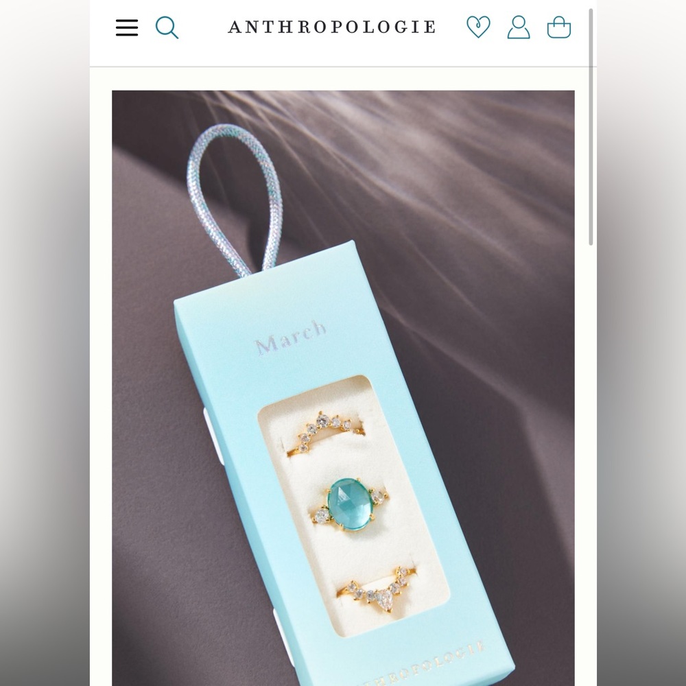 Set of 3 Stackable March Birthstone Set